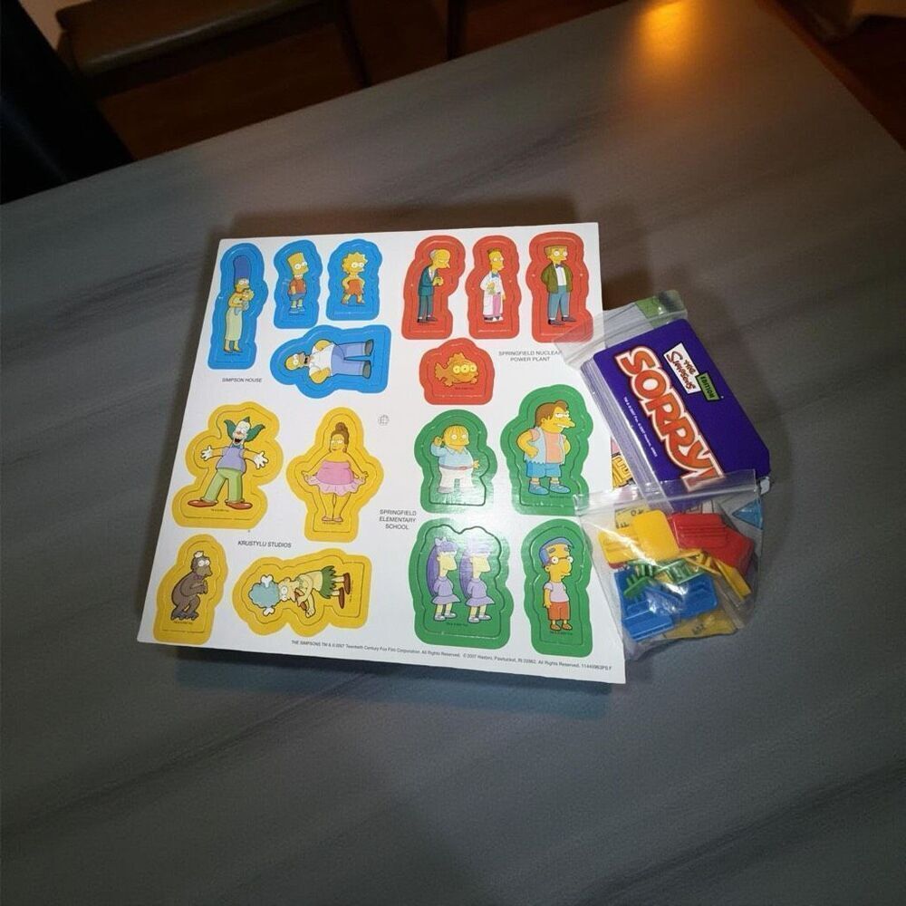 2007 Sorry The Simpsons Edition Board Game Parker Brothers Complete